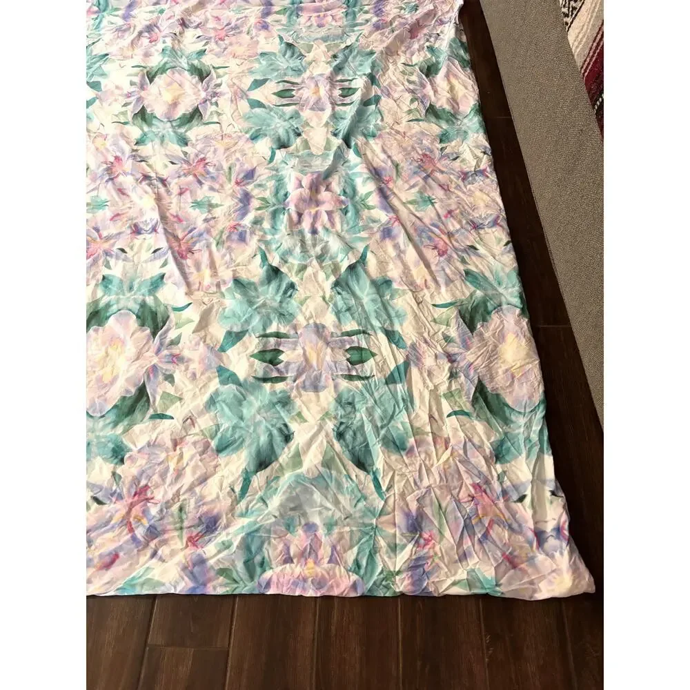 Pottery Barn Soft Floral Duvet Cover Queen Organic Cotton 90